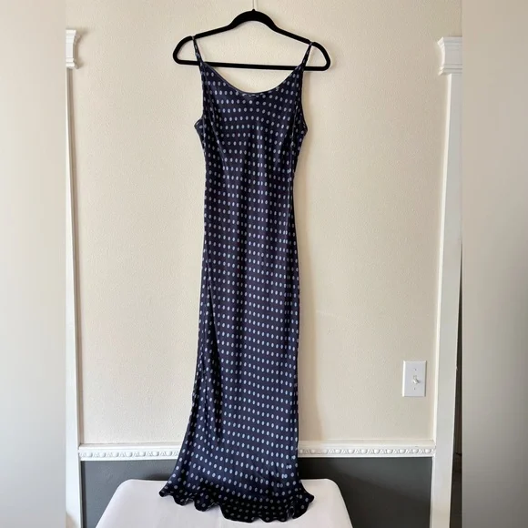 Rachel Comey Wren Satin Polka Dot Navy Blue Slip MIdi Spring Dress Size 8 - Picture 4 of 11